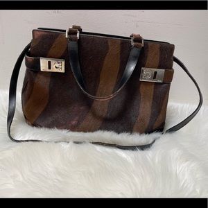Salvatore Ferragamo Dark Brown Cowhide Leather Satchel model AB-21 9350